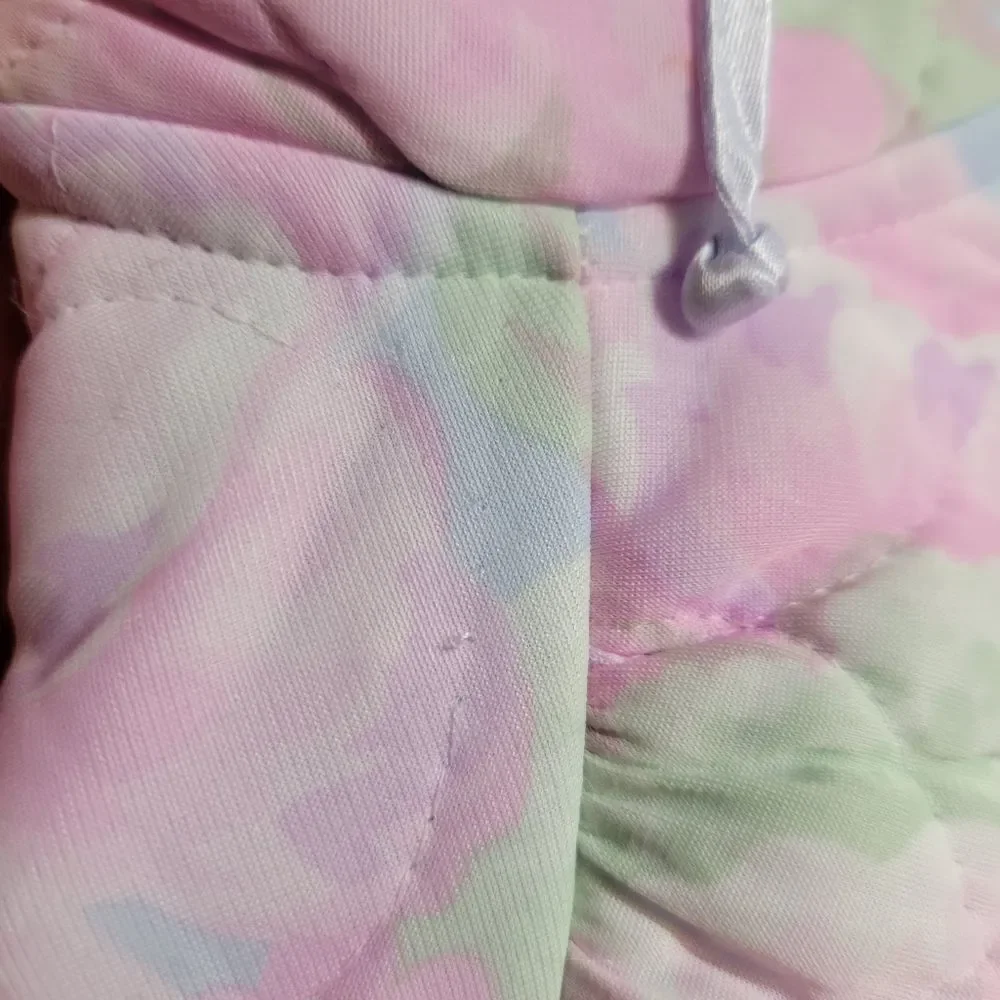 Miss Elaine Vintage Button Down Floral Quilted Robe Pastel